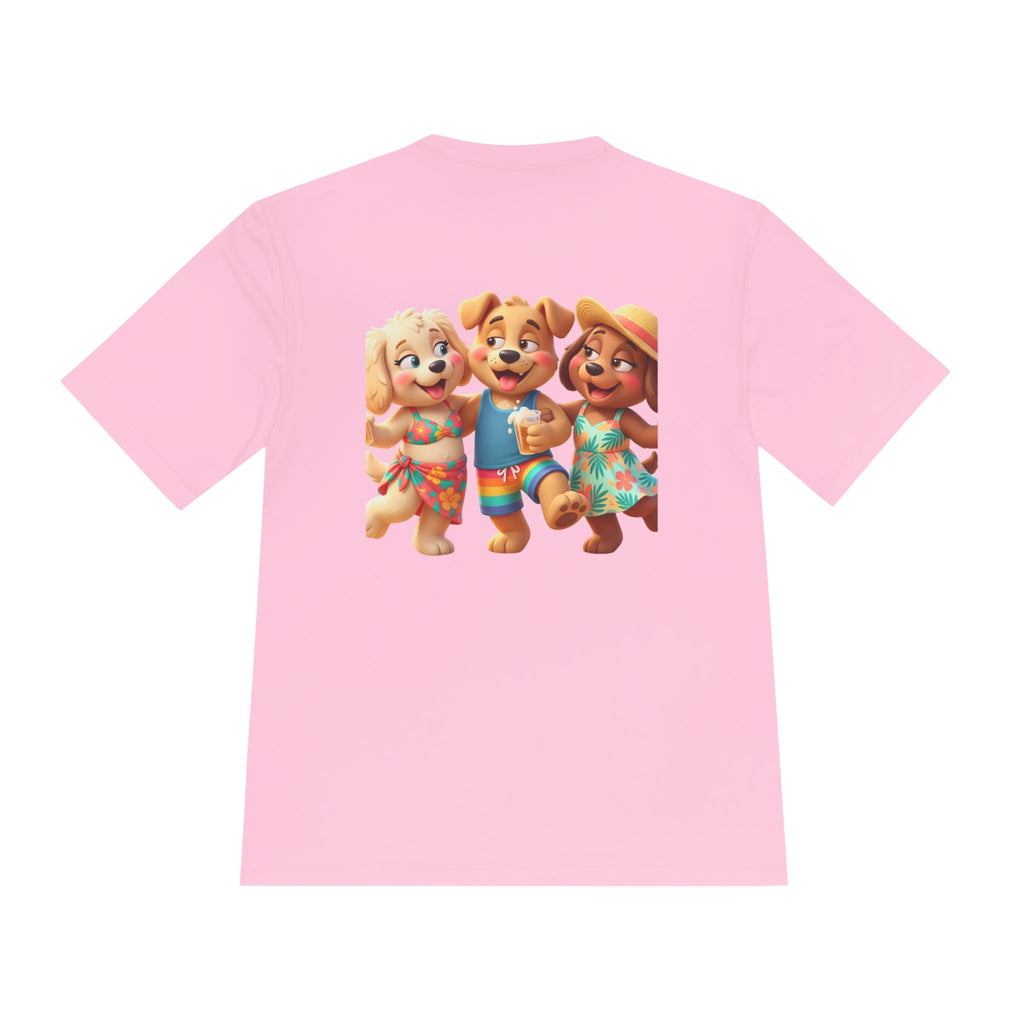 Beach Vibes Moisture-Wicking Tee — 'BEACH!!' Arch Logo
