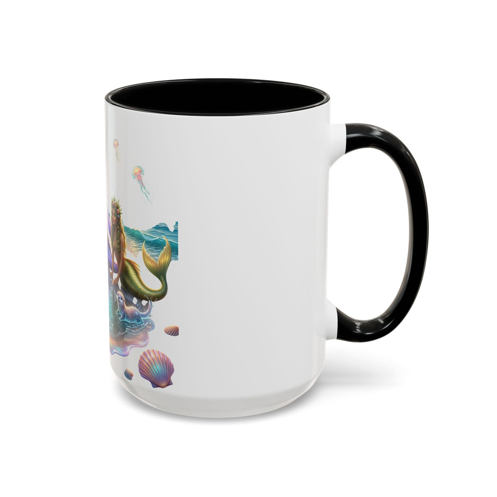 Mermaid Trio Accent Coffee Mug — Colorful Ocean Fantasy 11/15oz
