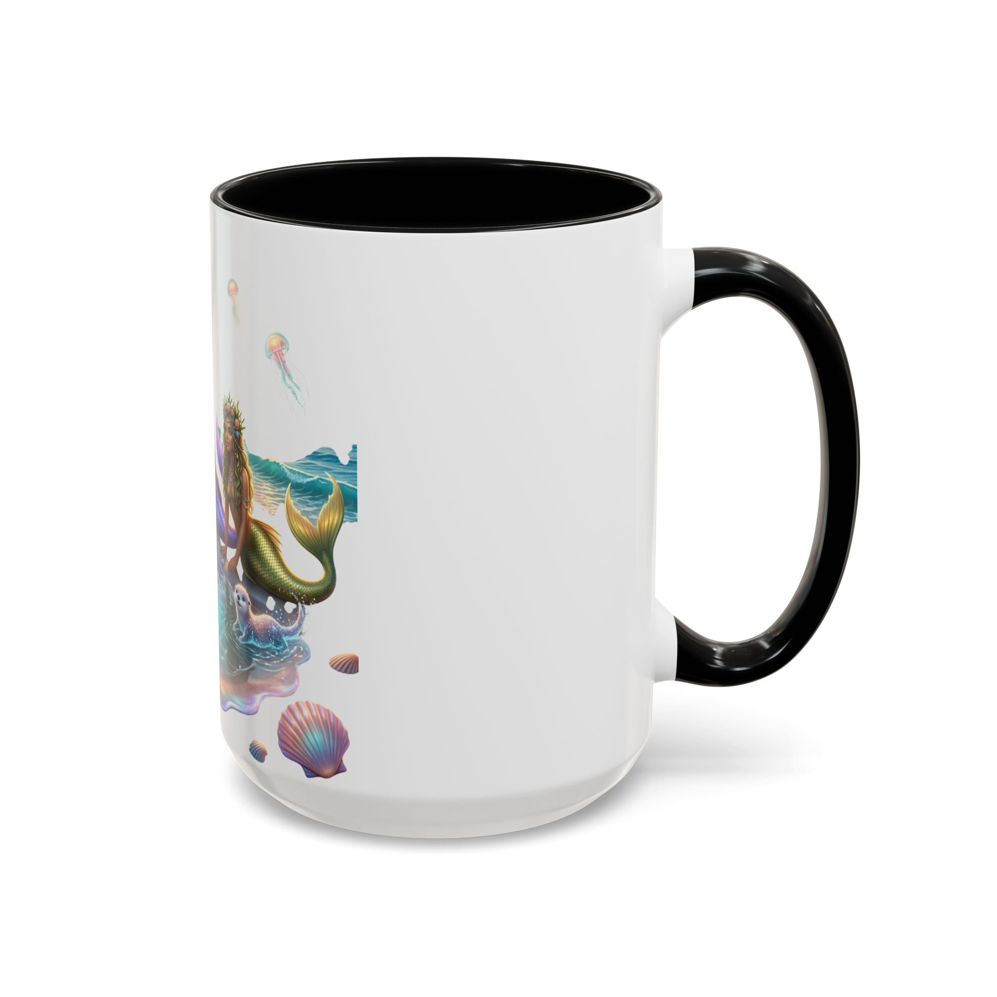 Mermaid Trio Accent Coffee Mug — Colorful Ocean Fantasy 11/15oz