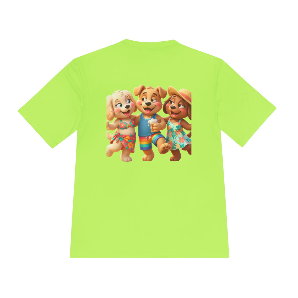 Beach Vibes Moisture-Wicking Tee — 'BEACH!!' Arch Logo