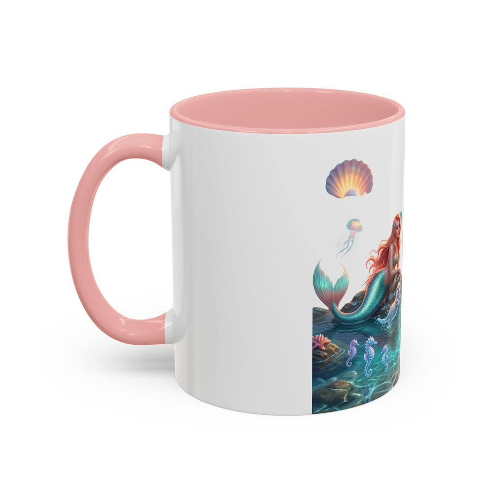 Mermaid Trio Accent Coffee Mug — Colorful Ocean Fantasy 11/15oz