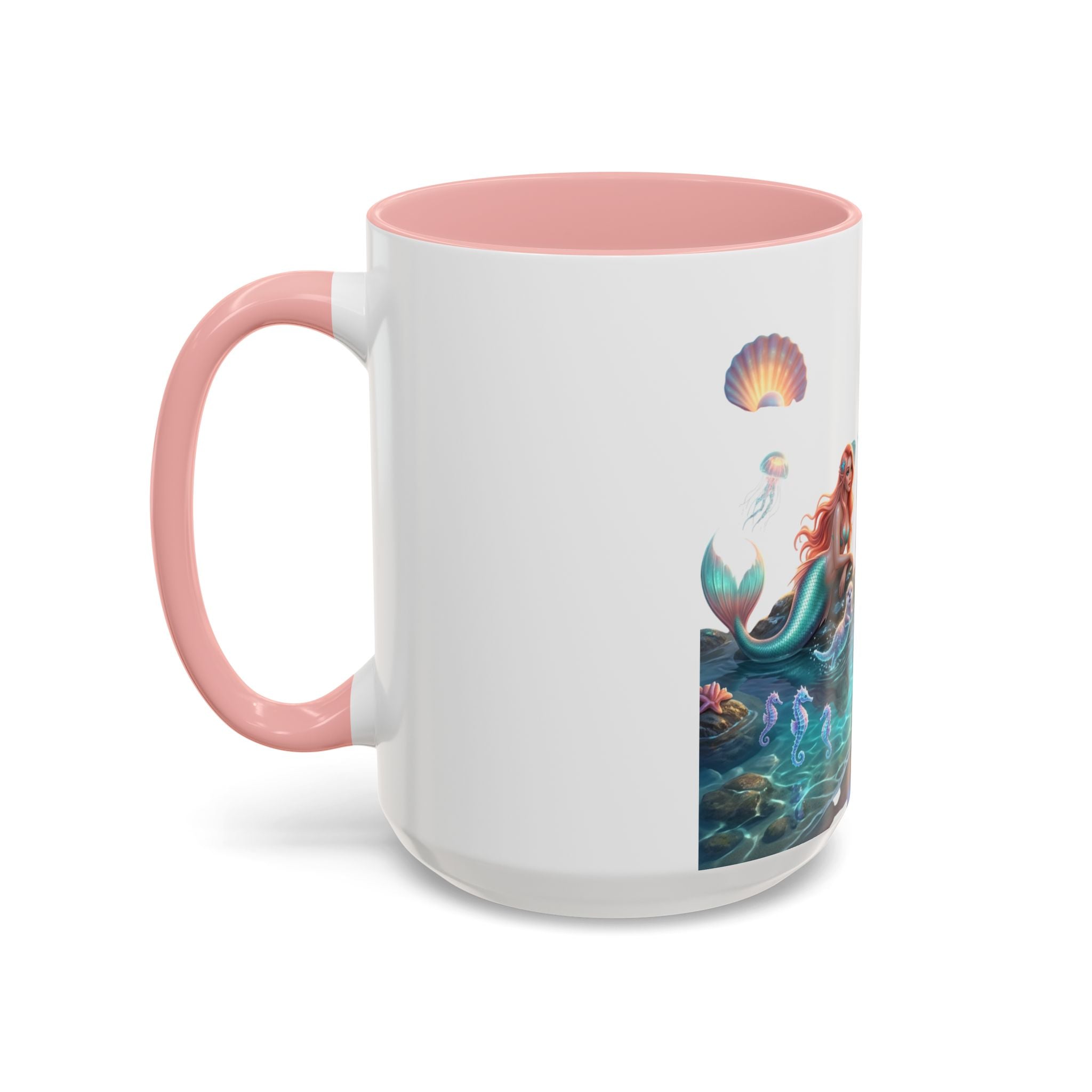 Mermaid Trio Accent Coffee Mug — Colorful Ocean Fantasy 11/15oz
