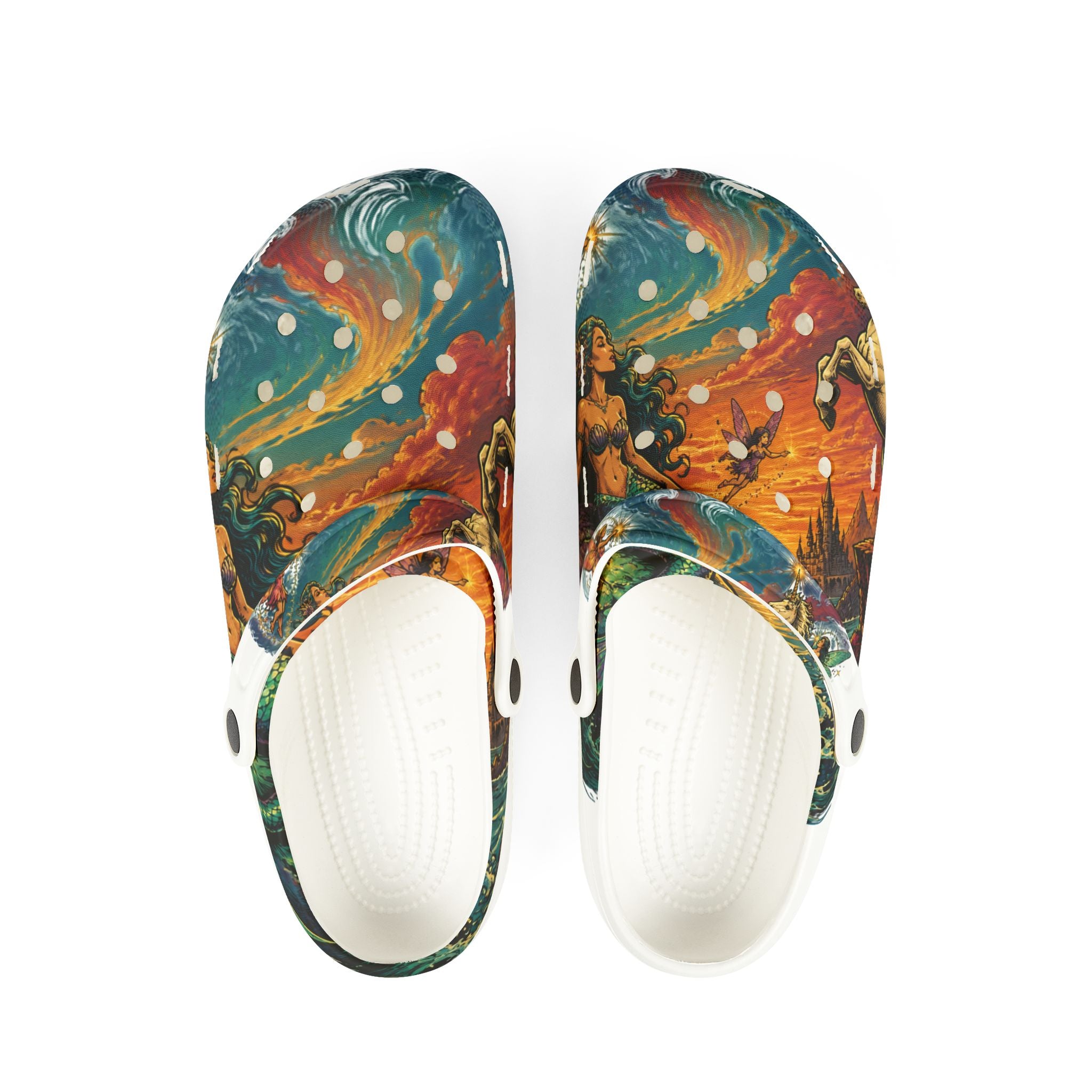 Unicorn Fantasy EVA Foam Clogs — Colorful All-Over-Print Garden Shoes